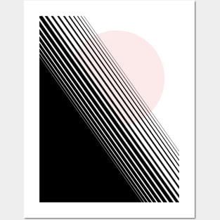 Rising Sun Minimal Japanese Abstract White Black Pink Posters and Art